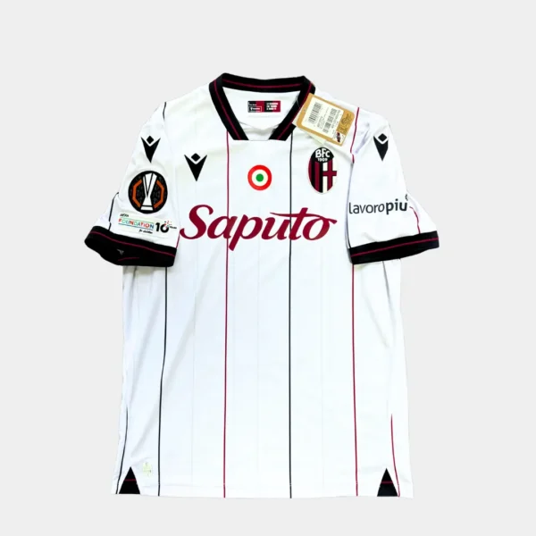 Bologna 2025/26 Away Macron – koszulka wyjazdowa z patchami Europa League