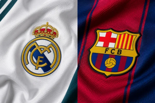 Herby Realu Madryt i FC Barcelony na koszulkach sezonu 2026/27