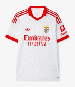 Wyjazdowa koszulka SL Benfica 2026/27 adidas Originals – biała z czerwonym kołnierzykiem i detalami